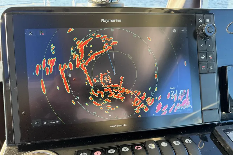 Slide: The Image of Raymarine radar display on 2020 Jeanneau NC Sport 895 boat dashboard. - 15
