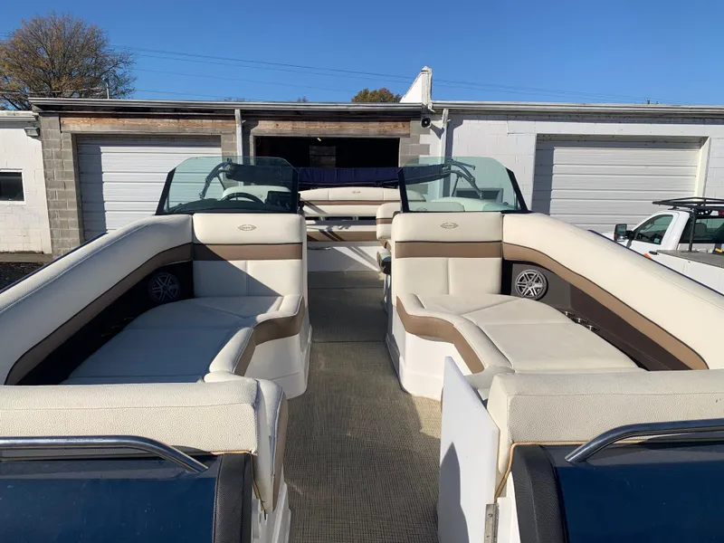 Slide: The Image of Marker One ML4 2017 boat interior with beige seating and modern design. - 10