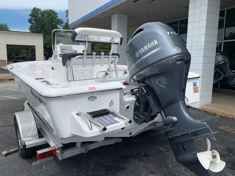 Slide: The Image of 2024 Tidewater 1910BM boat with Yamaha 115 engine on trailer. - 12