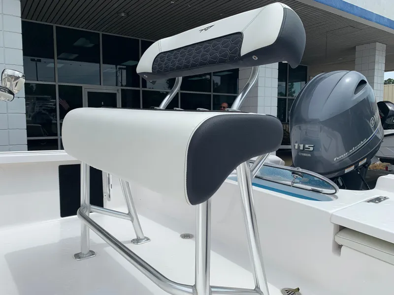 Slide: The Image of 2024 Tidewater 1910BM boat with Yamaha 115 engine, featuring sleek seating design. - 16