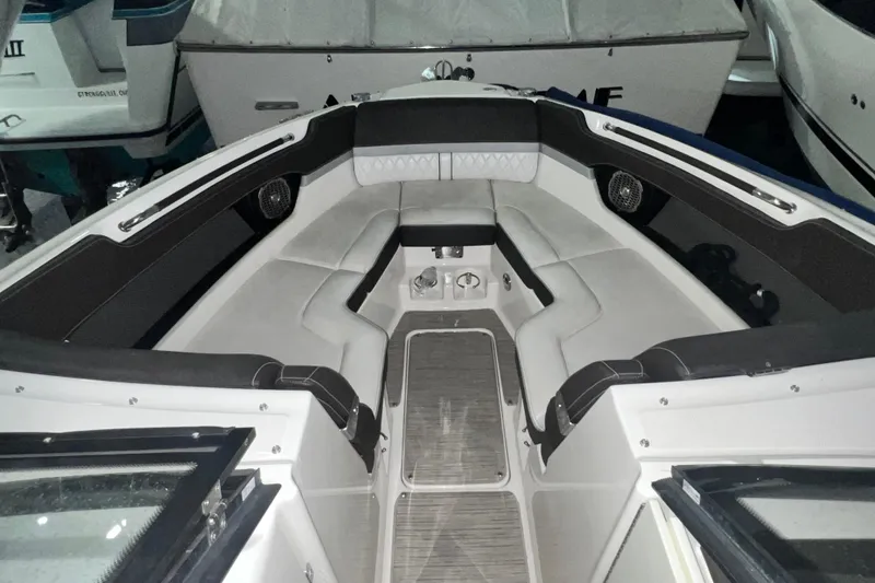 Slide: The Image of Interior of 2017 Sea Ray 280 SLX boat with spacious seating and modern design. - 18