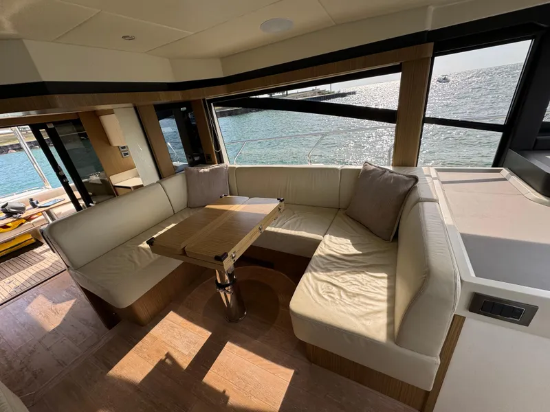 Slide: The Image of Luxurious interior of 2017 Absolute 50 Fly yacht with elegant seating and ocean view. - 18