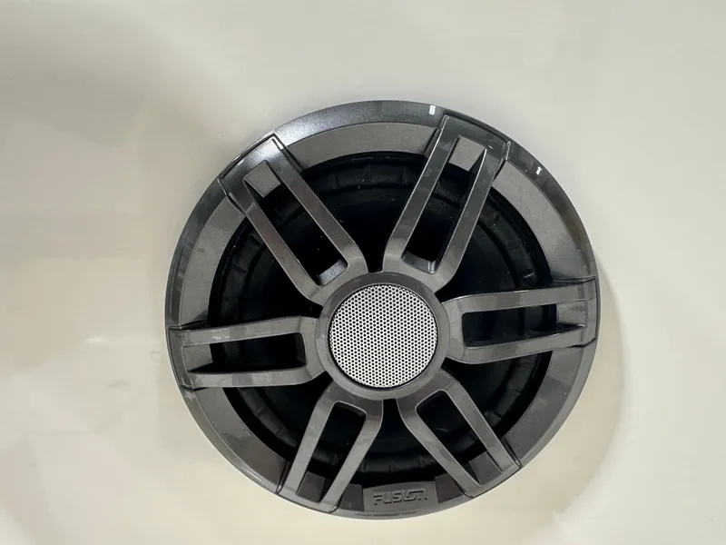 Slide: The Image of Fusion speaker on 2023 Sea Born FX 25 boat, featuring sleek design and metallic finish. - 45
