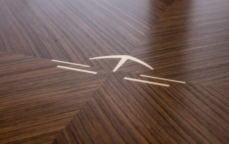 Slide: The Image of Wooden surface with inlaid design on 2025 Sealine C430 yacht. - 32