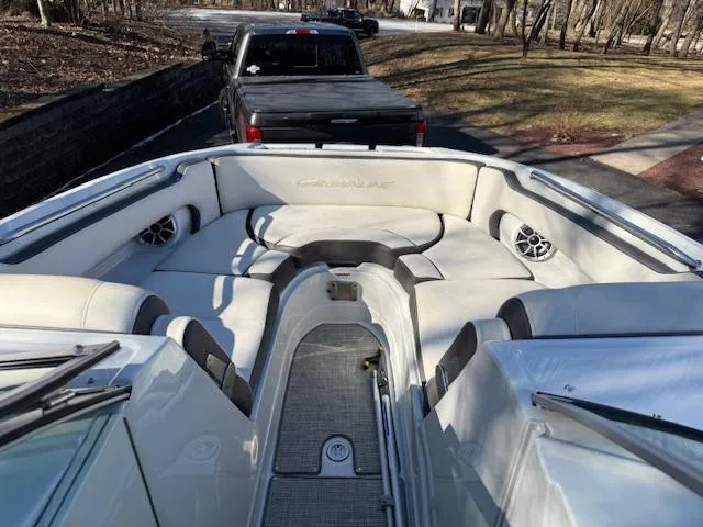 Slide: The Image of 2020 Crownline Eclipse E255 XS boat interior with spacious seating and modern design. - 5