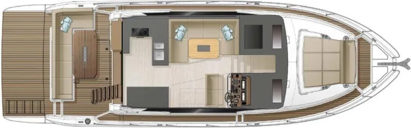 Slide: The Image of Top view layout of 2025 Sealine F430 yacht, showcasing interior and deck design. - 45