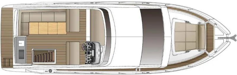 Slide: The Image of Top view layout of 2025 Sealine F430 yacht, showcasing spacious deck and seating areas. - 46
