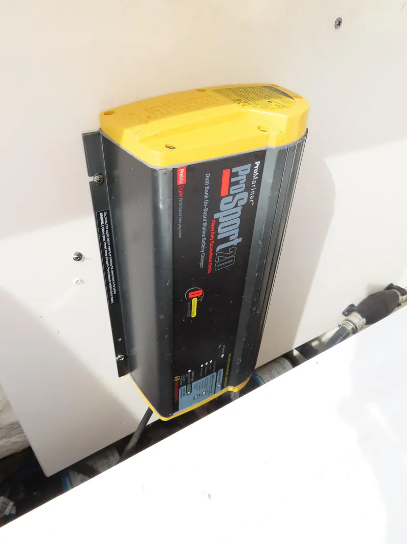 Slide: The Image of ProSport battery charger installed on 2018 Robalo R222 Center Console boat. - 28