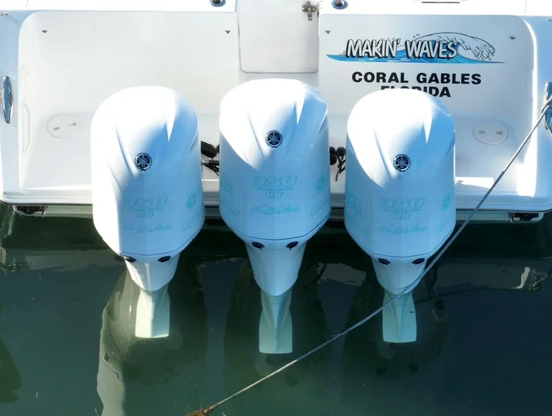 Slide: The Image of 2016 SeaHunter 41 Tournament boat with triple outboard engines in Coral Gables, Florida. - 7