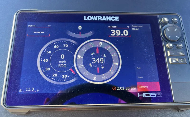 Slide: The Image of Lowrance HDS9 display on 2023 Caymas CX 18 SS boat dashboard. - 10