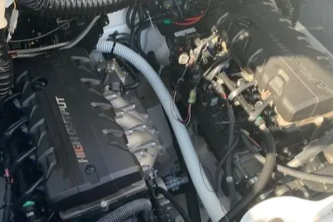 Slide: The Image of 2018 Yamaha AR 240 engine compartment showcasing high-output engines and components. - 5