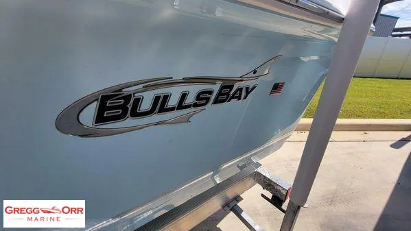 Slide: The Image of 2024 Bulls Bay 2200 boat side view with logo, displayed at Gregg Orr Marine. - 3