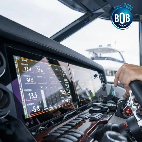 Slide: The Image of Cockpit of 2024 Wiszniewski Yachts W43 with advanced navigation displays, BOB award finalist. - 4