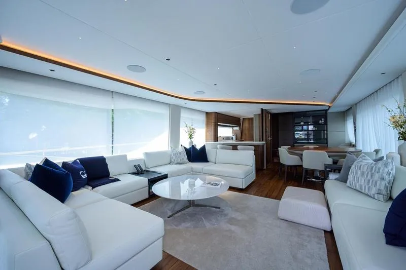 Slide: The Image of Luxurious interior of 2022 Princess Y85 Motor Yacht with modern furnishings. - 17