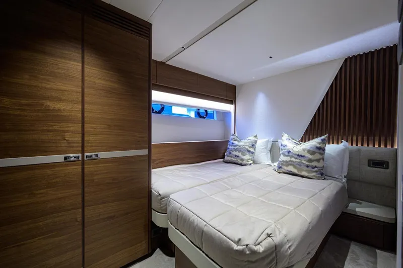 Slide: The Image of Luxurious bedroom interior of 2022 Princess Y85 Motor Yacht with modern design. - 41
