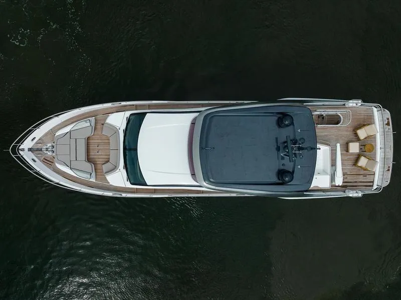 Slide: The Image of Aerial view of 2022 Princess Y85 Motor Yacht on water. - 5