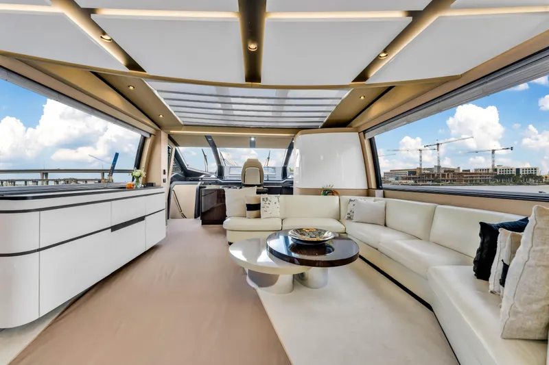 Slide: The Image of Luxurious interior of 2021 Azimut S10 yacht with modern design and panoramic views. - 18