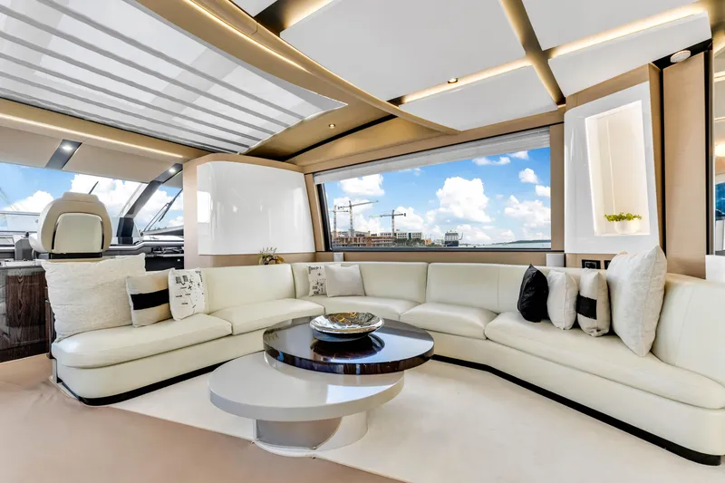 Slide: The Image of Luxurious interior of 2021 Azimut S10 yacht with elegant white seating and modern design. - 20