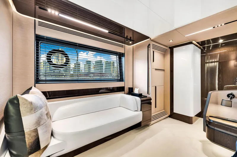 Slide: The Image of Luxurious interior of 2021 Azimut S10 yacht with modern seating and elegant design. - 35
