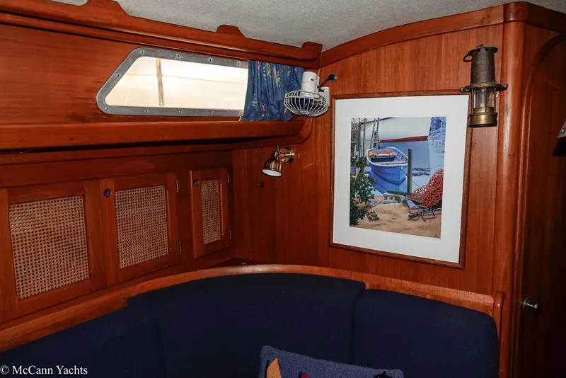 Slide: The Image of Interior of 1988 Bristol 41.1 Aft Cockpit yacht with wood paneling and nautical decor. - 28