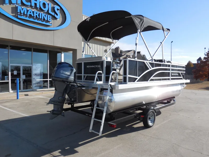 Slide: The Image of 2025 Bennington 188 SL pontoon boat with Yamaha motor at Nichols Marine. - 3