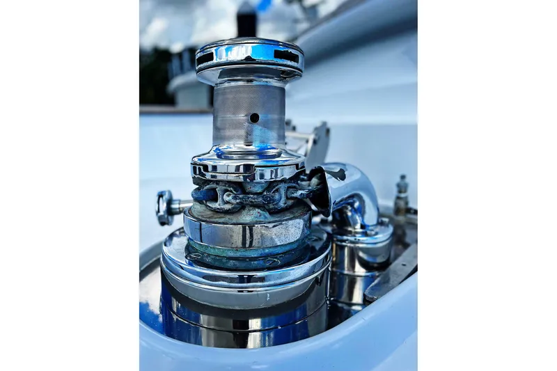 Slide: The Image of Close-up of a polished winch on a 2003 Benetti 115 Classic yacht. - 26