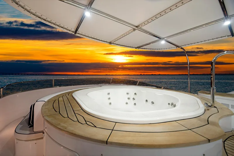 Slide: The Image of Luxury yacht Benetti 115 Classic 2003 with jacuzzi at sunset. - 5