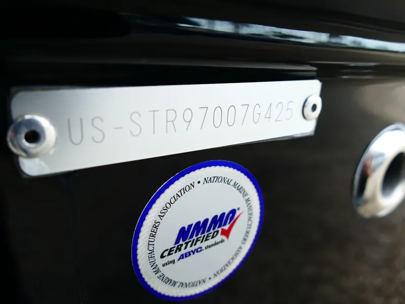 Slide: The Image of 2025 Starcraft SVX 211 OB boat with NMMA certification and serial number plate. - 40