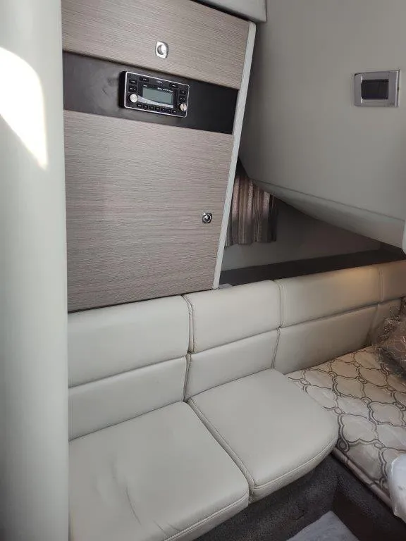 Slide: The Image of Interior of 2018 Formula 350 Crossover Bowrider with modern seating and audio system. - 41