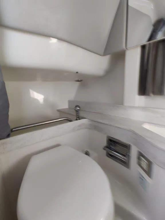 Slide: The Image of 2018 Formula 350 Crossover Bowrider bathroom interior with modern fixtures. - 46