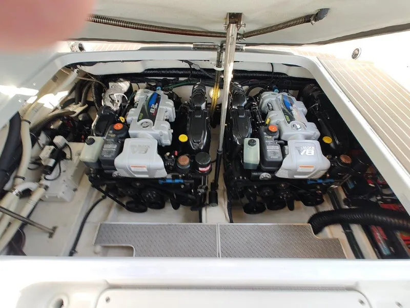 Slide: The Image of 2018 Formula 350 Crossover Bowrider engine compartment with dual engines. - 48