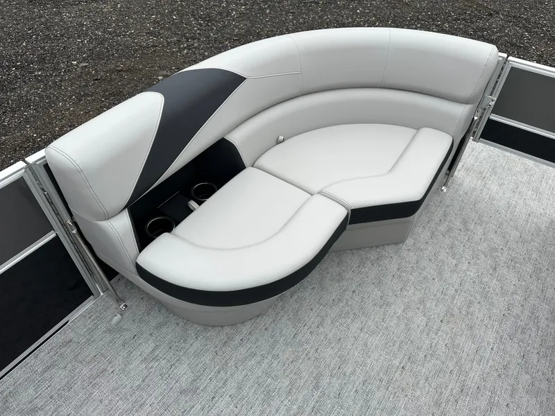 Slide: The Image of Luxurious seating on 2025 Trifecta 22 TRFCLE pontoon boat with cup holders. - 8