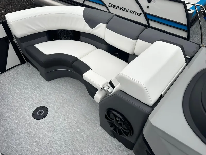 Slide: The Image of Luxurious seating on 2025 Trifecta 23 RFESS boat with modern design and speaker system. - 11