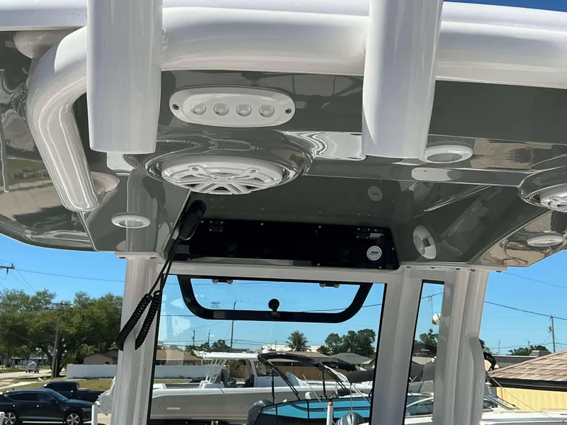 Slide: The Image of 2025 Sportsman 212 Open boat interior with speakers and electronics. - 4