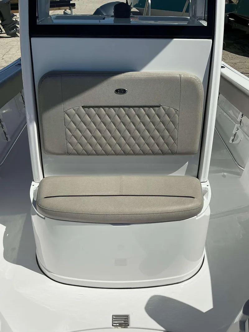 Slide: The Image of 2025 Sportsman 212 Open boat seat with quilted upholstery and sleek design. - 8