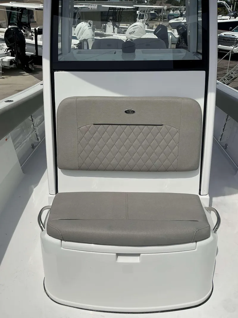 Slide: The Image of 2025 Sportsman 252 Open boat seat with quilted upholstery and sleek design. - 10