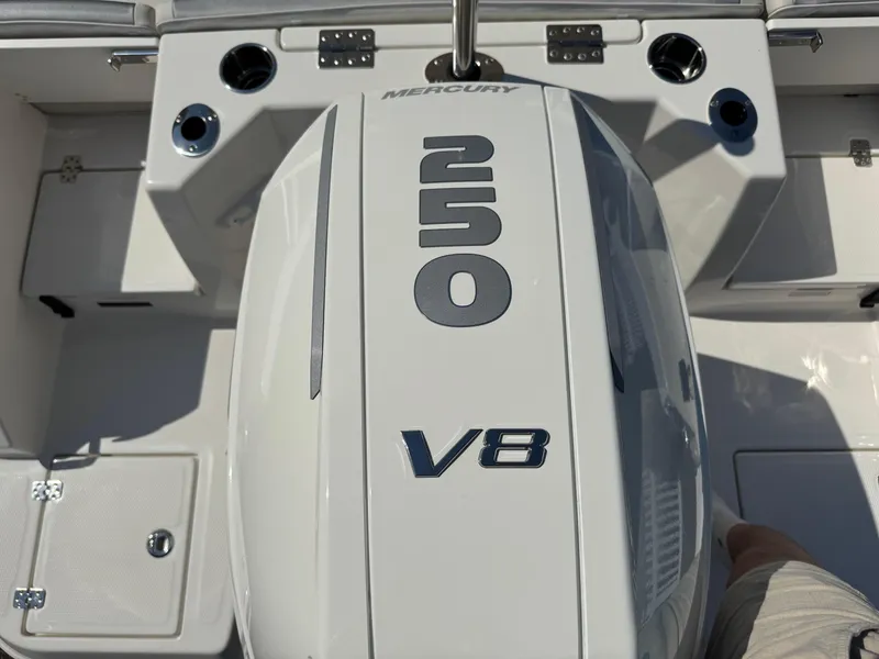 Slide: The Image of 2025 Sailfish 232 CC boat with Mercury 250 V8 engine, top view. - 21