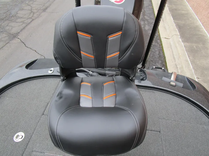 Slide: The Image of 2017 Nitro Z20 Z-Pro boat seat with black and orange design. - 34