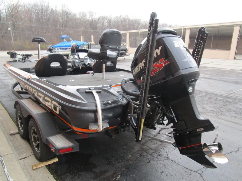 Slide: The Image of 2017 Nitro Z20 Z-Pro High Performance boat with Mercury engine, parked on trailer. - 8