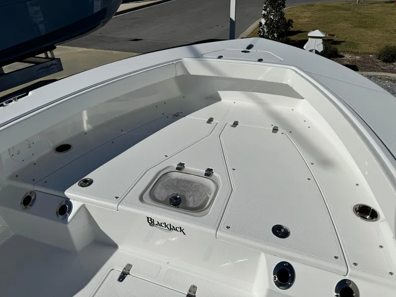 Slide: The Image of 2025 BlackJack 256 Coastal boat deck, featuring sleek design and ample storage space. - 26