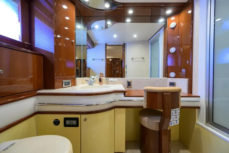 Slide: The Image of Luxurious bathroom interior of 2005 Marquis 65 MY yacht with elegant wood finishes. - 19