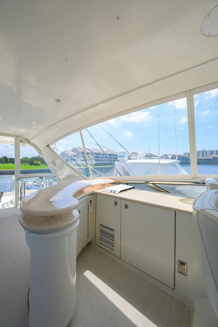 Slide: The Image of Luxurious interior of 2005 Marquis 65 MY yacht with panoramic windows. - 42