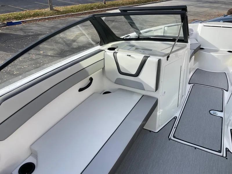 Slide: The Image of 2025 Yamaha AR220 boat interior with sleek seating and modern design. - 11