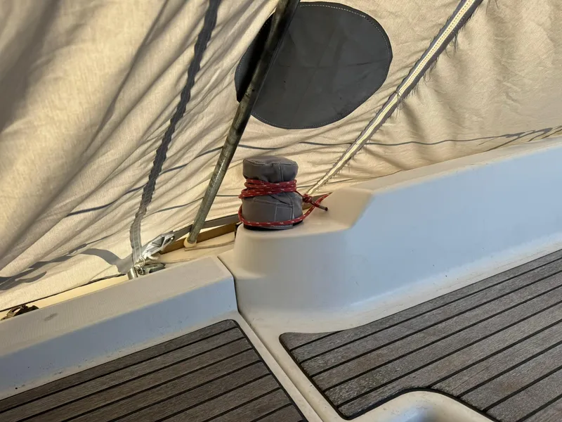 Slide: The Image of Beneteau Oceanis 34 sailboat deck with winch and ropes, 2013 model. - 19
