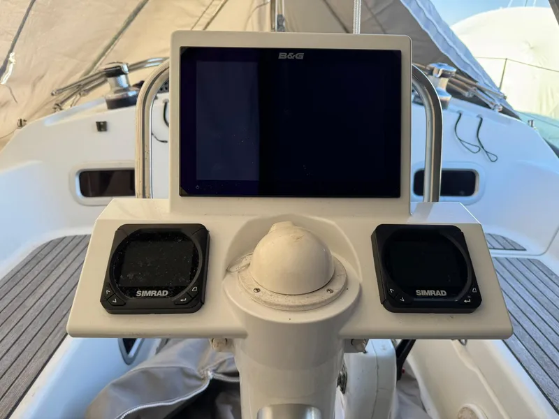 Slide: The Image of Beneteau Oceanis 34 cockpit with navigation equipment, 2013 model. - 9