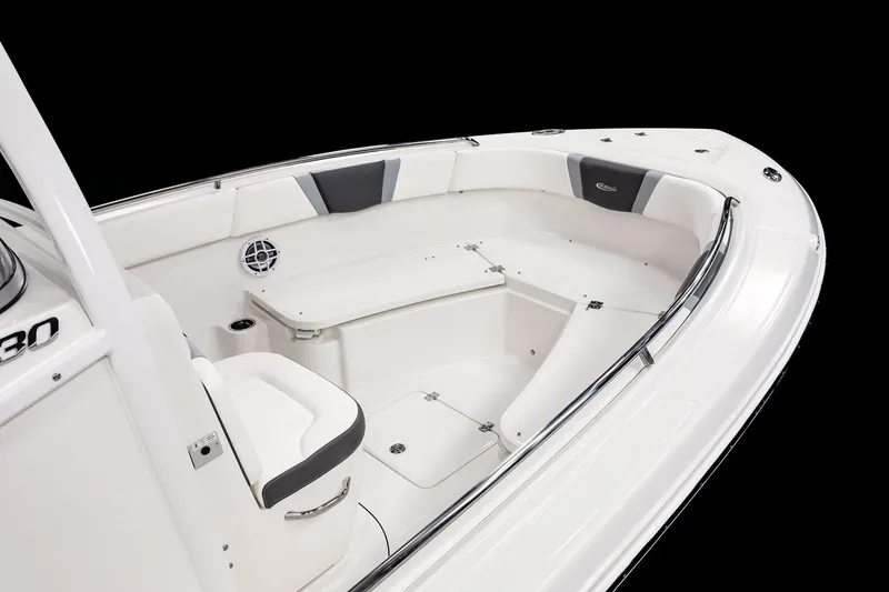 Slide: The Image of 2025 Robalo R230 Center Console boat interior with seating and storage. - 8
