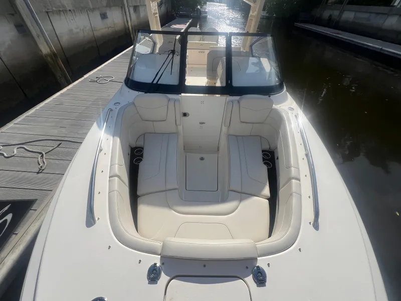 Slide: The Image of 2025 Scout 277 Dorado boat interior with spacious seating and sleek design. - 11