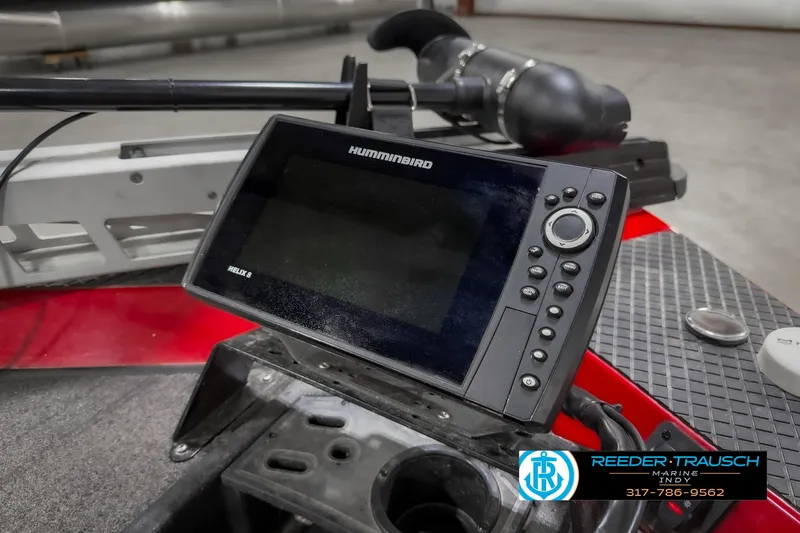 Slide: The Image of Humminbird Helix 5 fish finder on 2018 Triton 18 TX boat dashboard. - 44