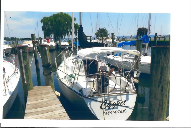 Slide: The Image of 1983 C&C 29 MkII sailboat docked in Annapolis marina. - 3