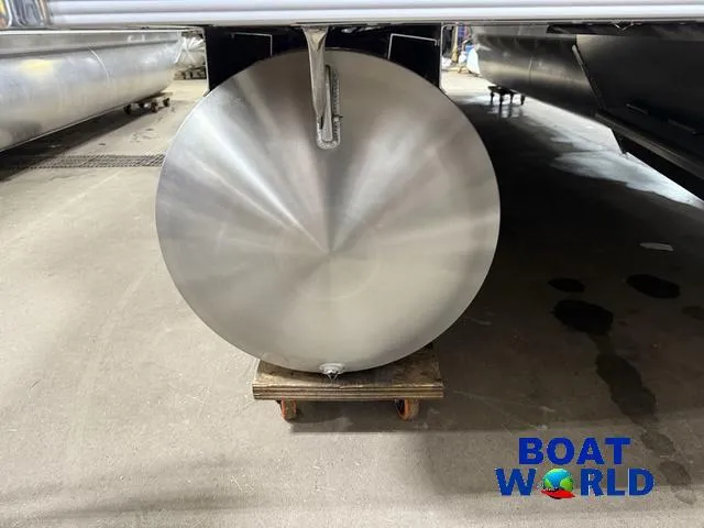 Slide: The Image of 2025 Tahoe LTZ 2385 Swingback pontoon undercarriage at Boat World showroom. - 44